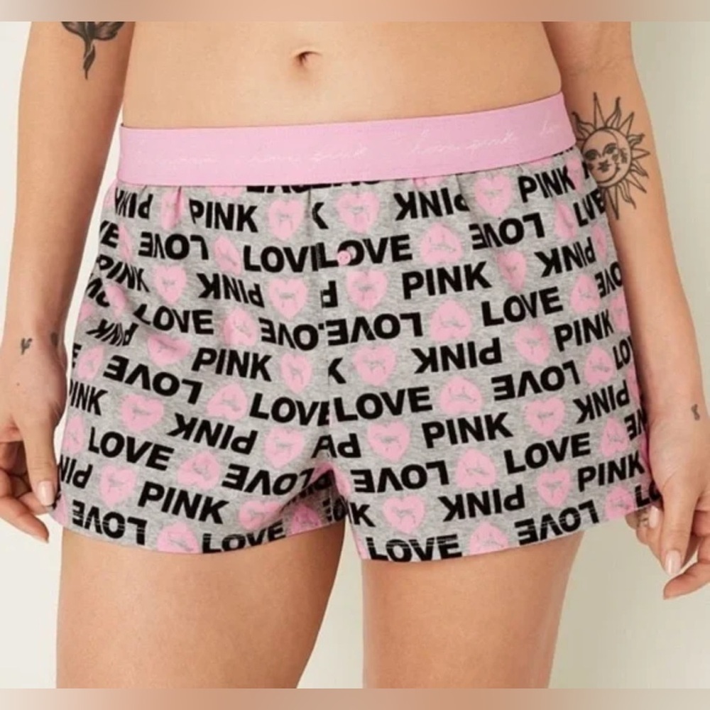 Women’s Victoria’s Love Pink Flannel Cotton Sleep Boxy Shorts, size L
